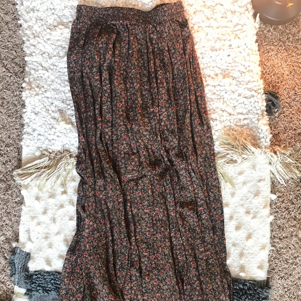Brown Floral Maxi Skirt